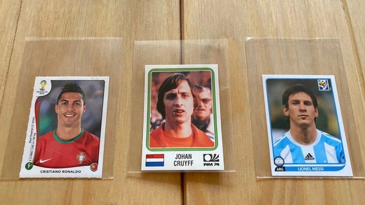 Panini WK Stickers: Ronaldo, Cruijff, Messi, Verzenden, Zo goed als nieuw, Meerdere stickers