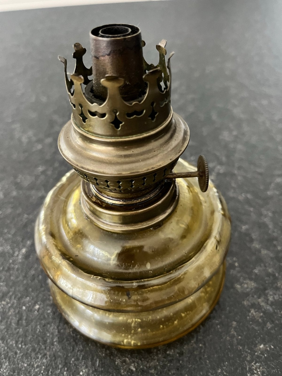 Antieke Kosmos Brenner olielamp - Messing en Glas, Antiek en Kunst, Ophalen of Verzenden