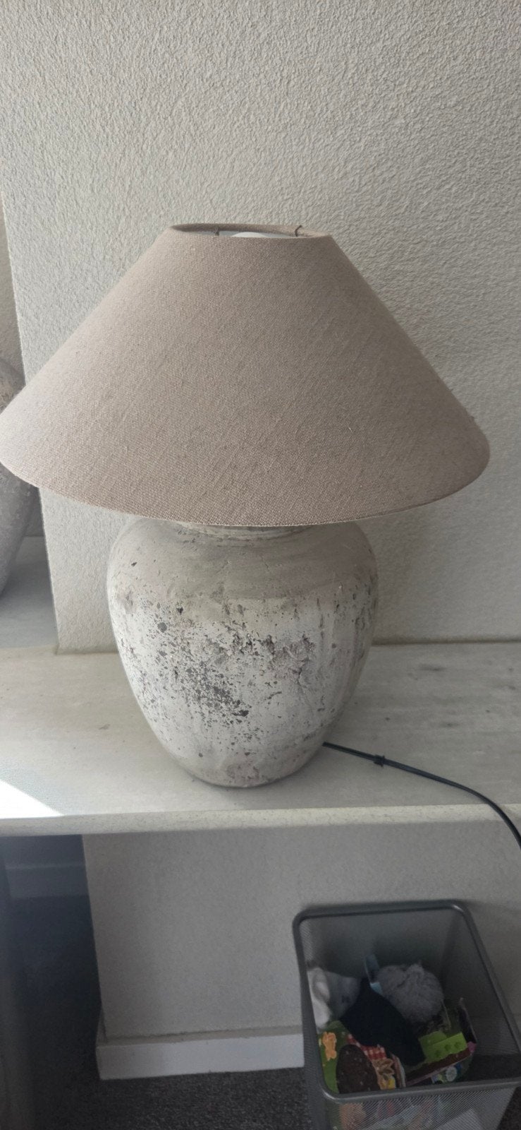 Rustieke tafellamp met stoffen kap - perfect voor sfeer, Beige, Gebruikt, Overige merken, Textiel