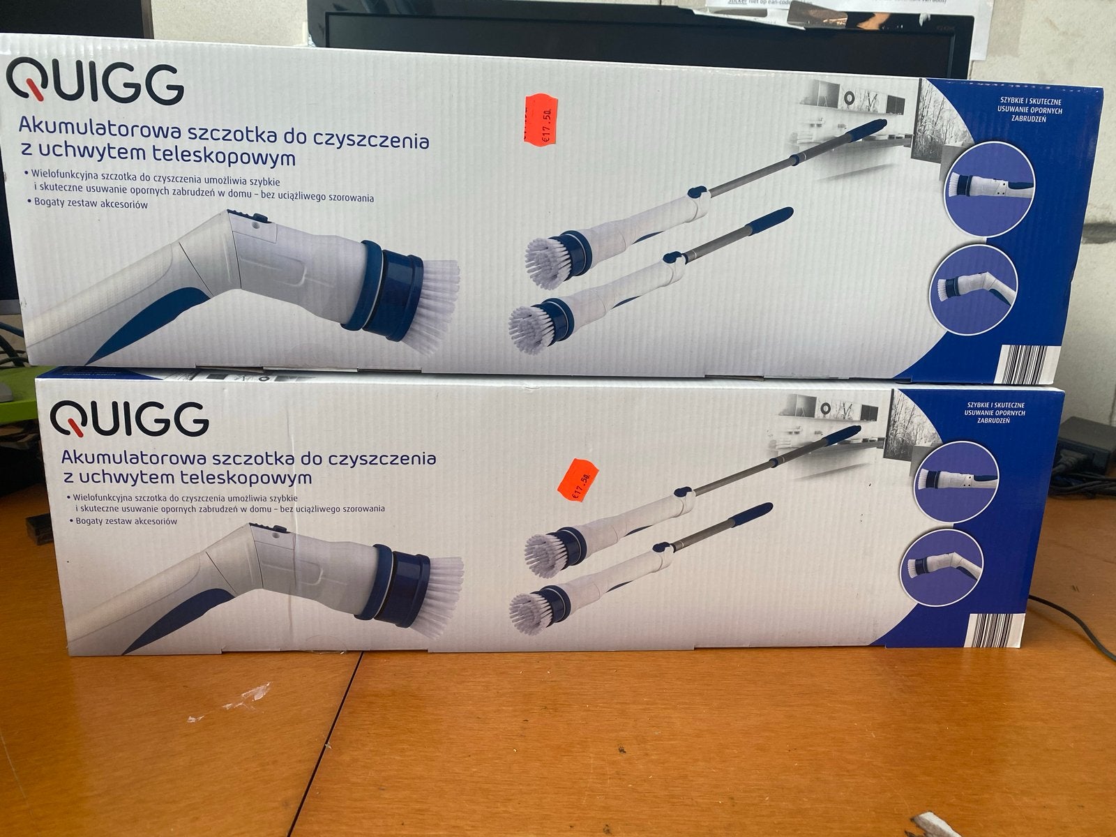 QUIGG Accu schrobborstel met telescopische steel, Huis en Inrichting, Schoonmaakartikelen, Ophalen, -, -, -
