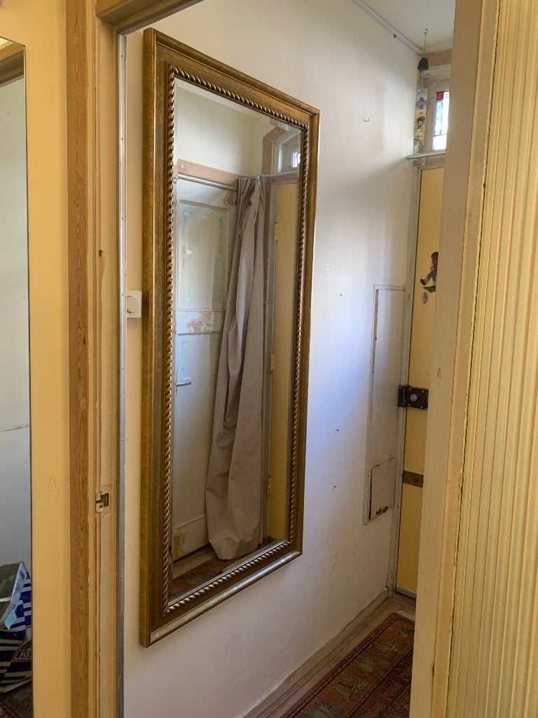 Gouden facet spiegel, Huis en Inrichting, Woonaccessoires | Spiegels, Ophalen, Zo goed als nieuw, 150 tot 200 cm, Rechthoekig
