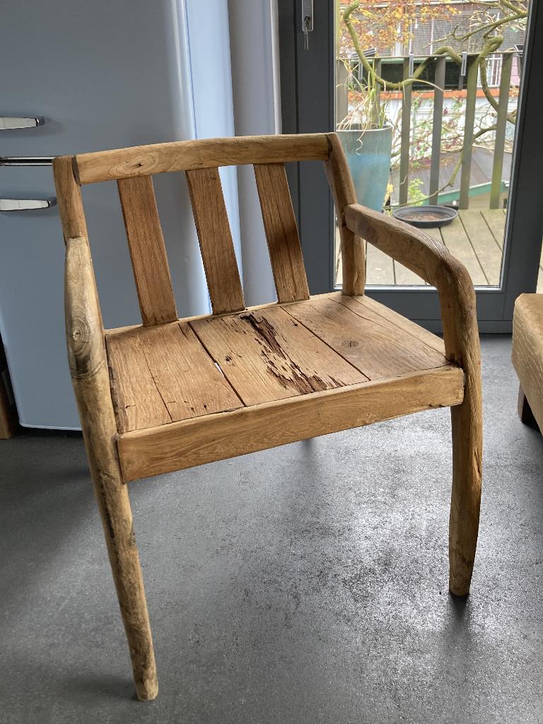 Houten vintage stoel, Ophalen, Farmhouse, Bruin, Nieuw