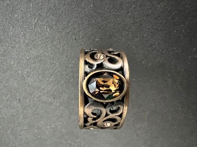 Dyrberg/Kern bronskleurige ring met steen, Met kristal, Hangers, Bruin, Verzenden