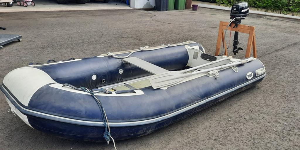 Rubberboot 2.70cm met Mercury 4-takt buitenboordmotor (6PK), Ophalen, Gebruikt, Overige typen, Motorboot