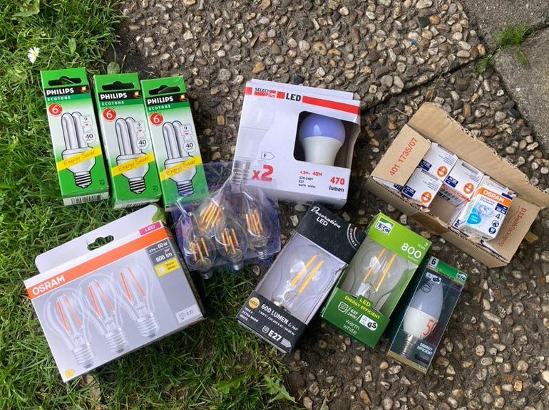 Meerdere soorten lampen samen 7.50, 30 tot 60 watt, Overige typen, Overige fittingen, Ophalen of Verzenden
