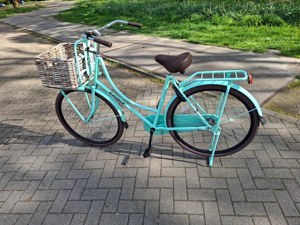 Spirit transportfiets damesfiets mintgroen met mand, Terugtraprem, Gebruikt, 50 tot 53 cm, Ophalen
