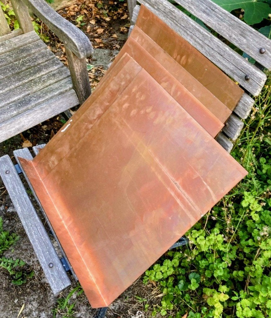 7 gave roodkoperen platen, 1750 gram per plaat, Doe-het-zelf en Verbouw, Platen en Panelen, Ophalen of Verzenden, Zo goed als nieuw