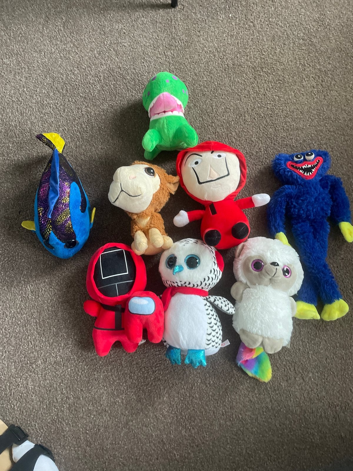 Diverse knuffels: Among Us, Dory, Huggy Wuggy, Ty Beanie Boo, Gebruikt, Disney, Blauw, Ophalen of Verzenden