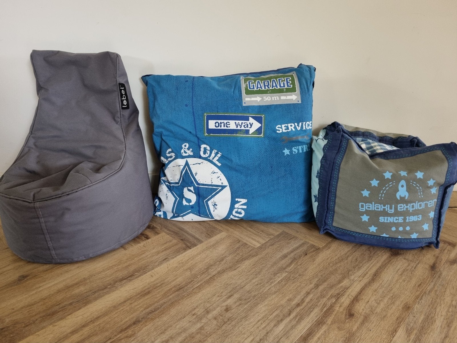 Zitzakken en kussens - set van 3, Ophalen of Verzenden, Gebruikt, Blauw