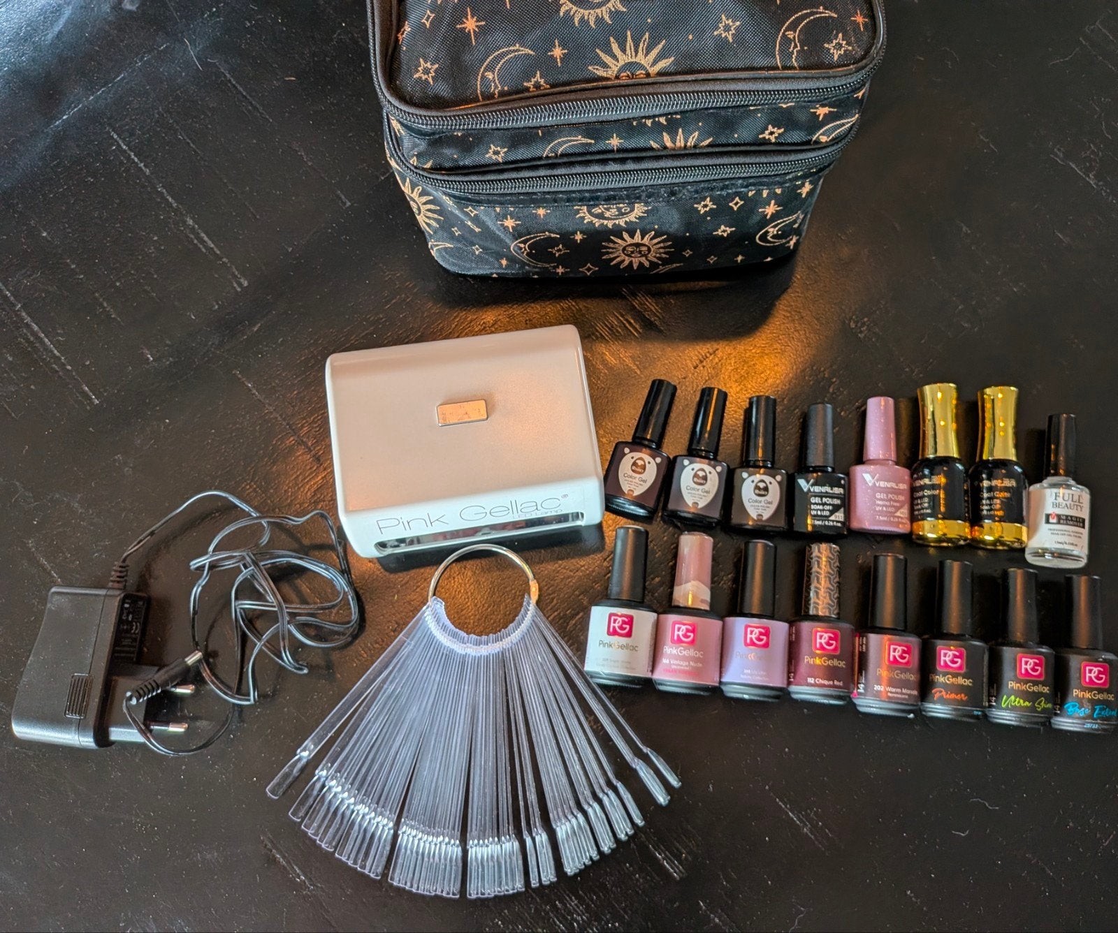Pink Gellac Set – Pink Gellac LED lamp, lakjes, oefennagels, Ophalen of Verzenden, Gebruikt, Overige kleuren, Handen en Nagels