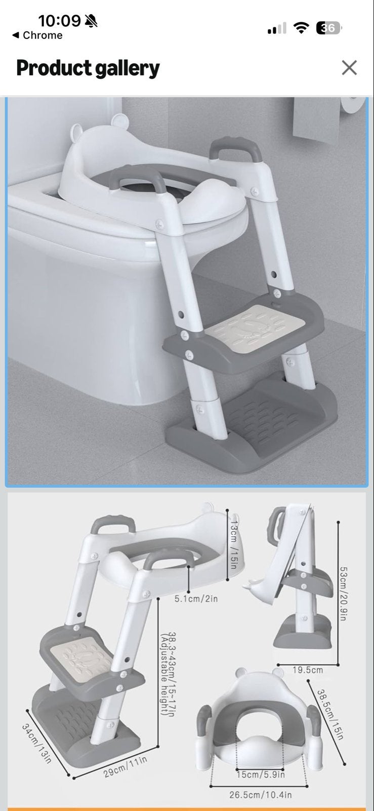 Verstelbaar Kinder Toiletzitje met Opstapje - Grijs/Wit, Kinderen en Baby's, Kinderspulletjes, Zo goed als nieuw, Ophalen of Verzenden