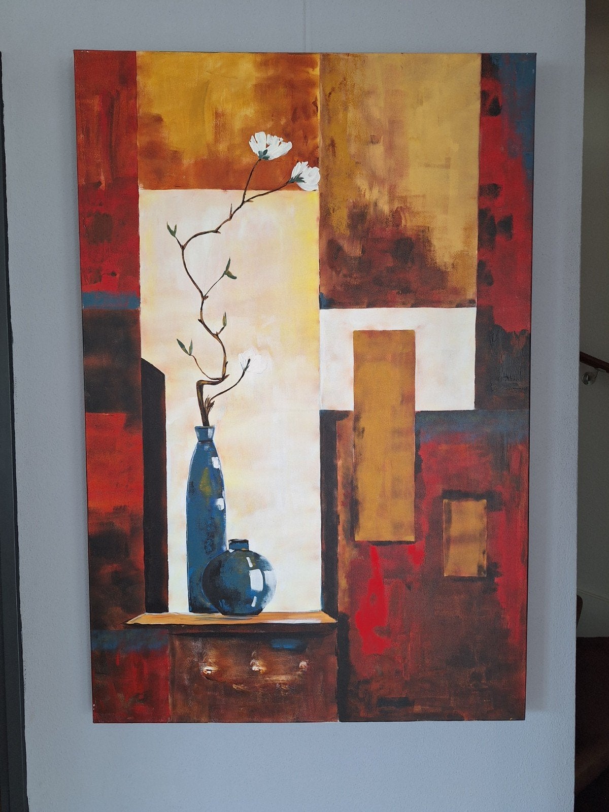 Abstract Schilderij Bloem in Vaas 100x150 cm, Ophalen