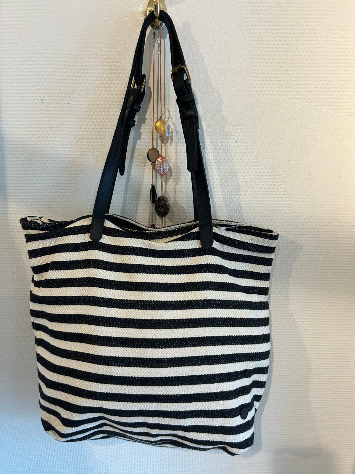 Didi Canvas Zomertas met Leren Hengsels - Zwart/Crème, 10days, Zwart, Shopper, Ophalen of Verzenden
