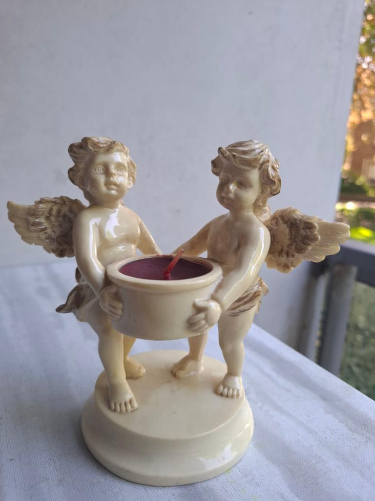Schattige Engeltjes Kandelaar - Romantische Sfeer, Overige materialen, Crème, Ophalen of Verzenden, Zo goed als nieuw