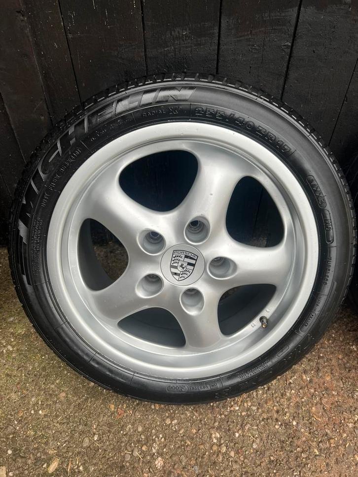 Originele Porsche 993 velgen 17? breedset 5x130 zomer set, Niet ingevuld, Gebruikt, 255 mm, Banden en Velgen