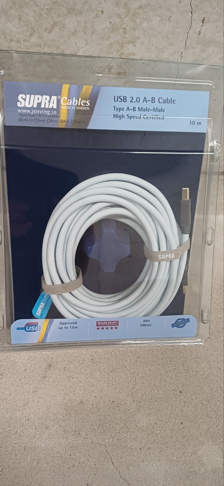 Supra 10meter USB kabels, topkwaliteit (HIFI), Ophalen, Nieuw