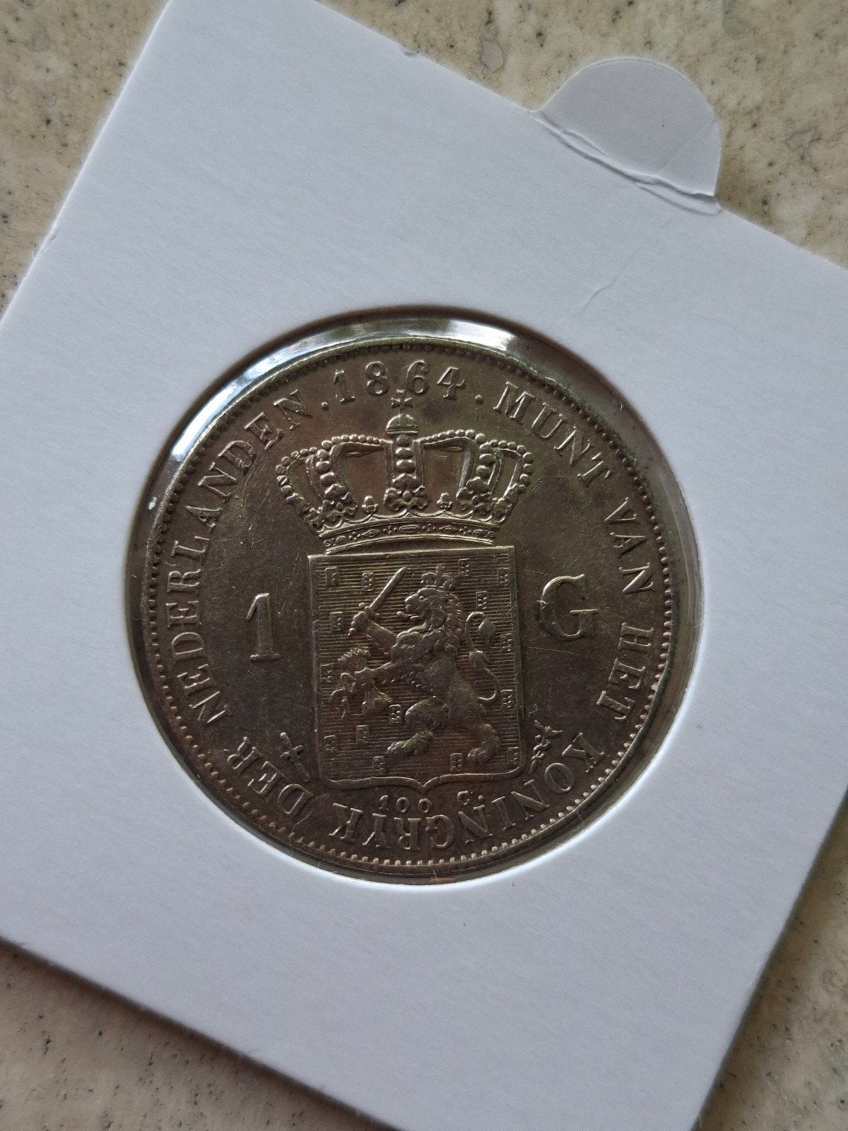 1 gulden 1864 leuk exemplaar, 1 gulden, Koning Willem III, Zilver, Ophalen of Verzenden