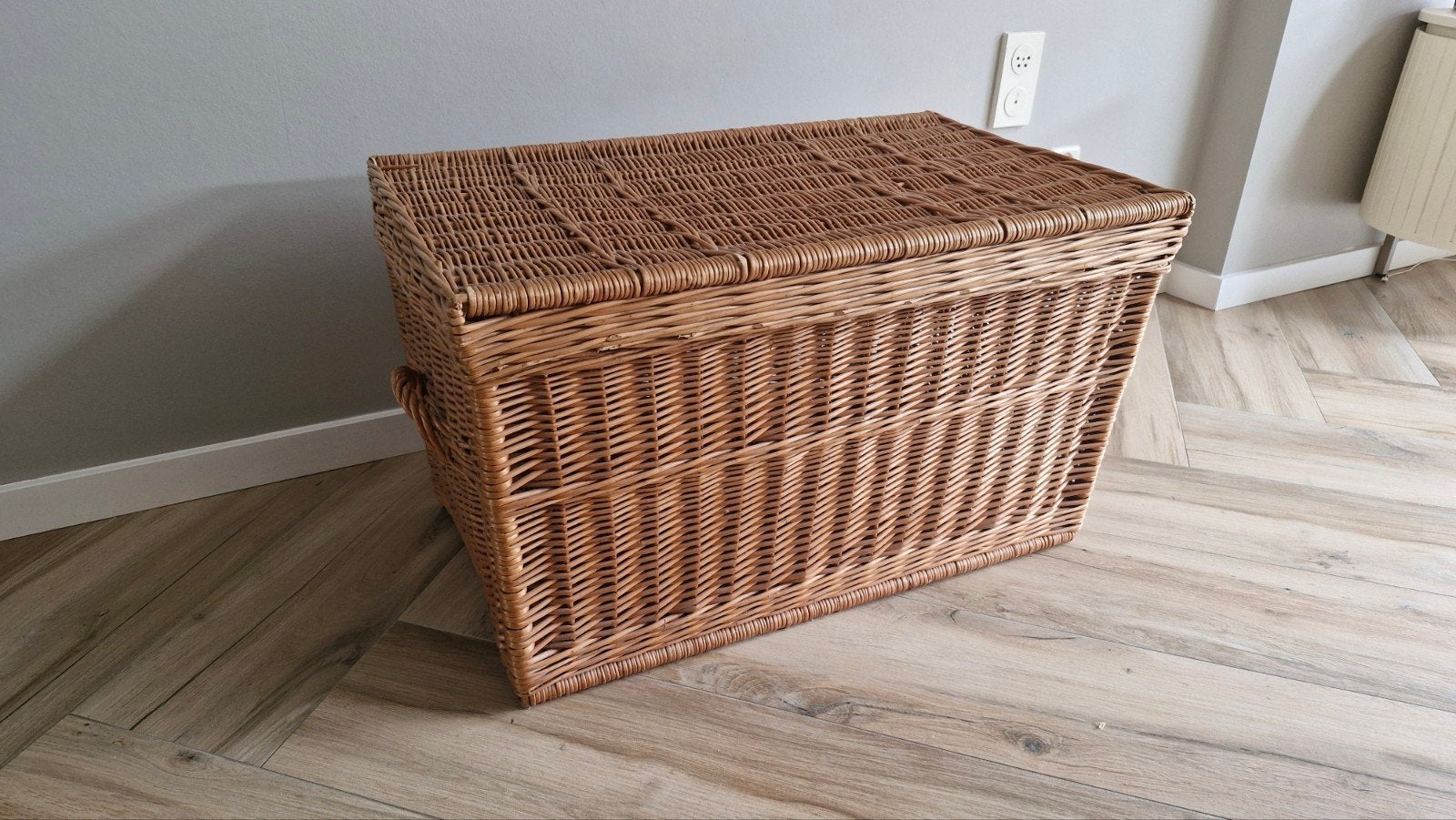 Grote rieten opbergkist met deksel, Ophalen, Gebruikt, 100 tot 150 cm, 50 tot 75 cm