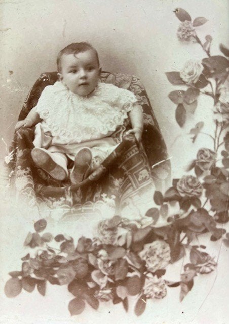 Antieke Franse fotolijst met foto van dreumes, Ophalen of Verzenden
