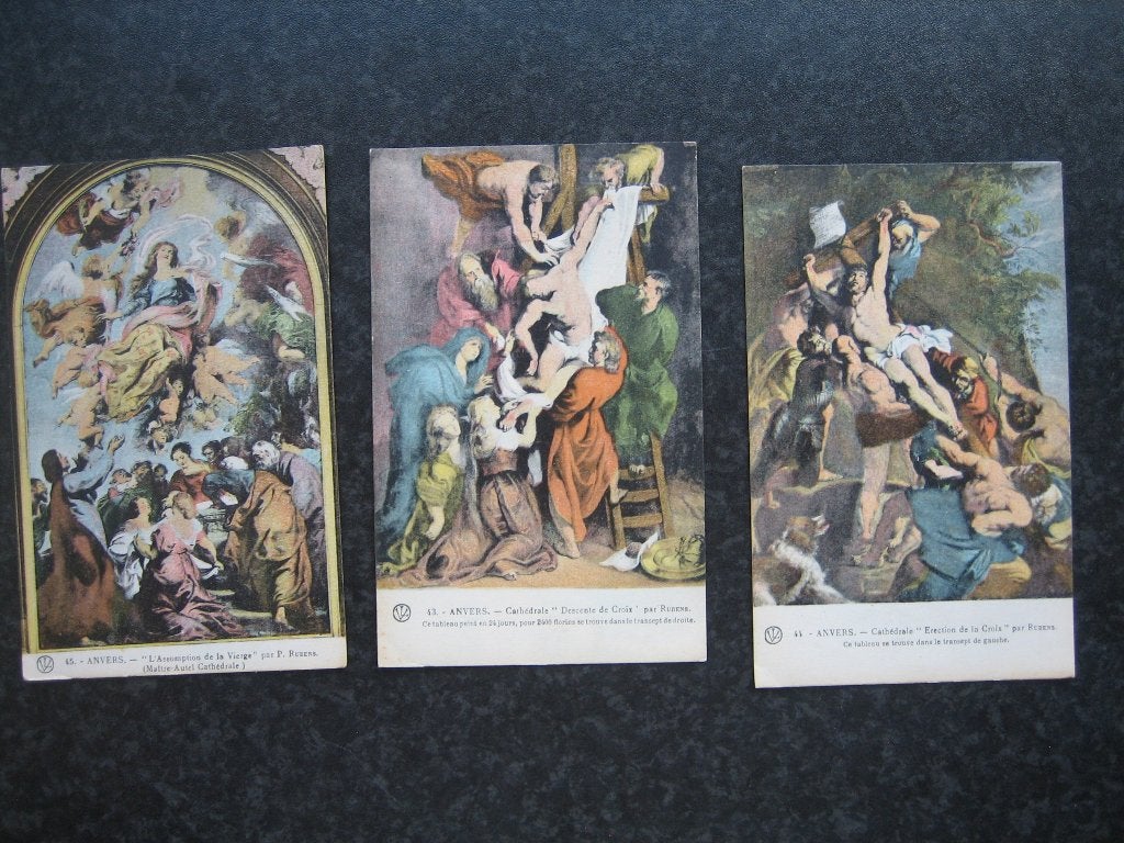 RELIGIE 3 ansichtkaarten Antwerpen 3x kruisweg cathedraal L, Verzamelen, Ansichtkaarten | Themakaarten, Ophalen of Verzenden, Voor 1920