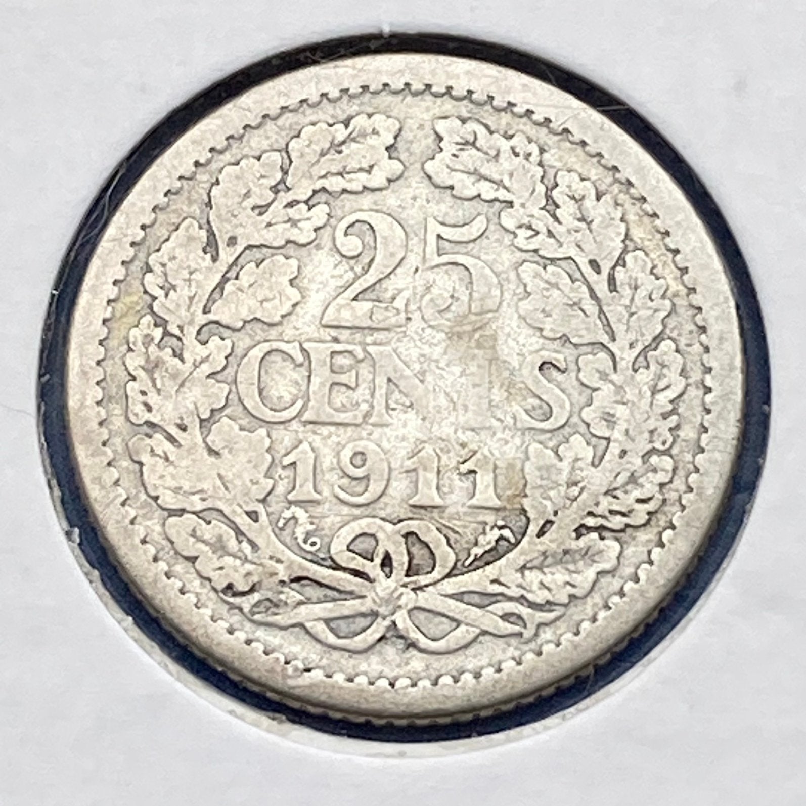 25 Cent Zilver uit 1911 van Wilhelmina, Postzegels en Munten, Munten | Nederland, Verzenden, Zilver, 25 cent, Koningin Wilhelmina