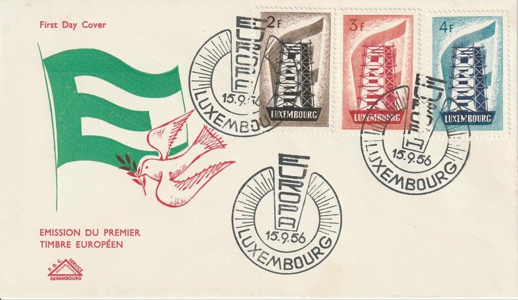 1956 FDC Luxemburg Europa Steiger., Postzegels en Munten, Postzegels | Eerstedagenveloppen, Ophalen of Verzenden, Onbeschreven