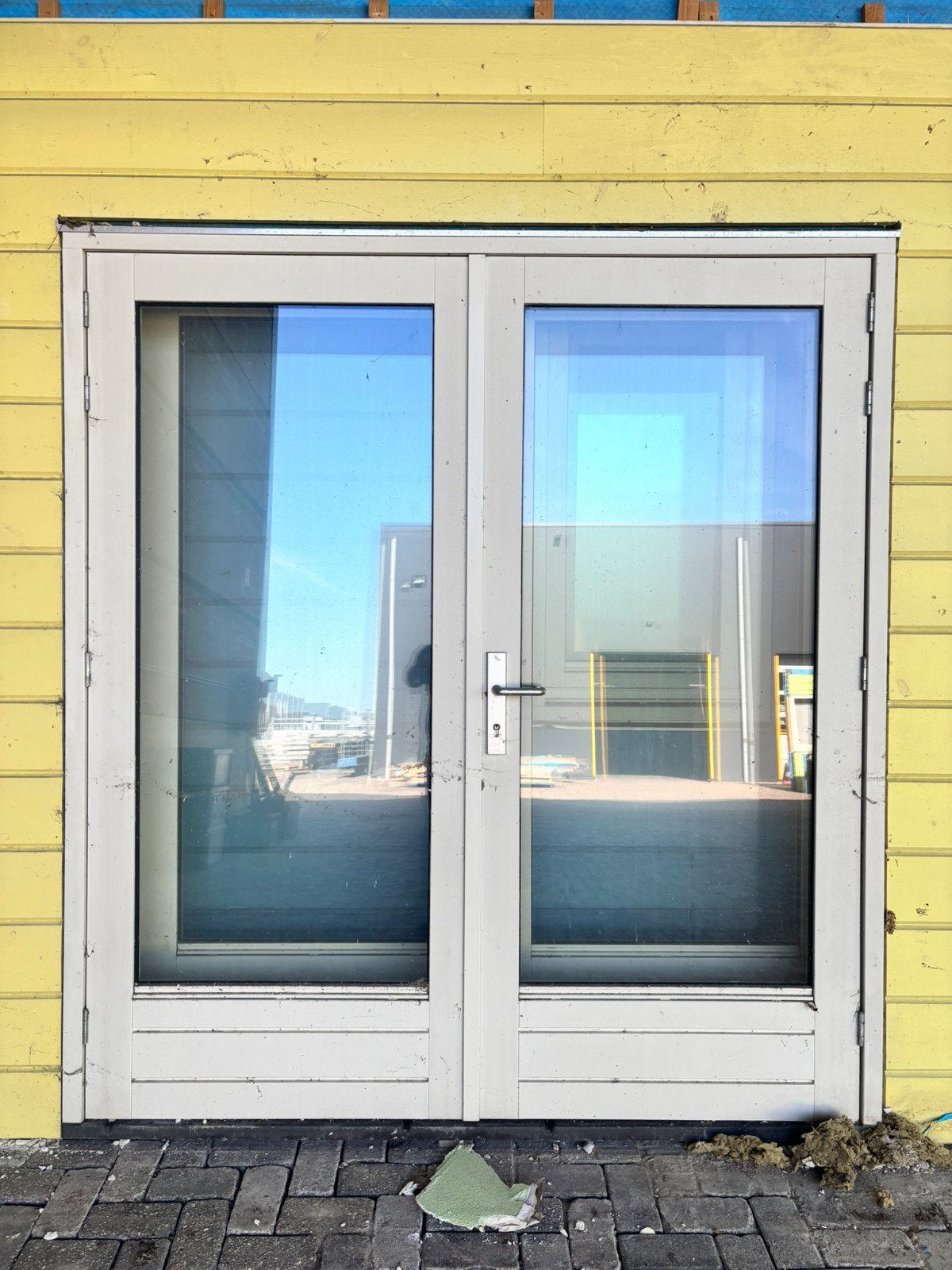 Buitendeuren dubbeledeuren tuindeuren met kozijn gebruikt, Ophalen, 120 cm of meer, 200 tot 215 cm, Glas