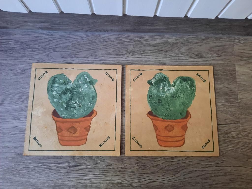 Houten tegels met opdruk buxus, Ophalen of Verzenden