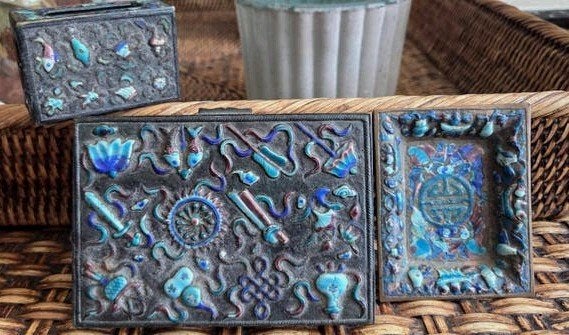 Antieke Chinese Cloisonné Doos - Set van 3, Antiek en Kunst, Ophalen of Verzenden