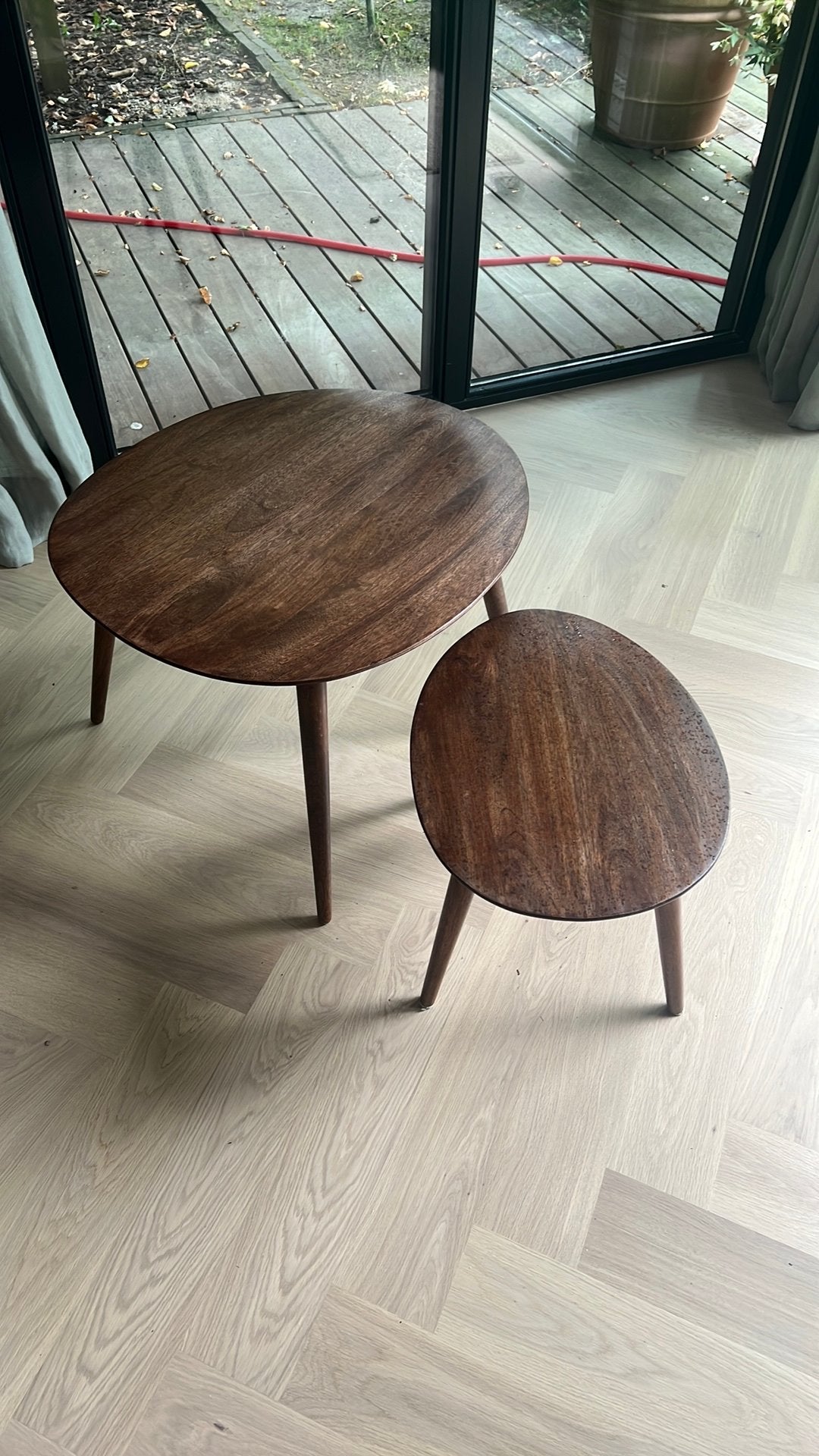 Twee bijzettafels van Zara home., Huis en Inrichting, Tafels | Bijzettafels, Minder dan 55 cm, Rond, Zo goed als nieuw, Ophalen