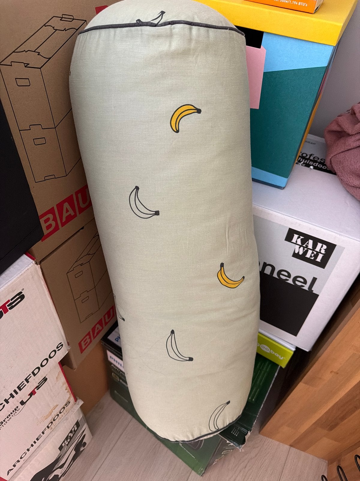 Rolkussen met bananenprint, Ophalen, Overige merken, Gebruikt, Beige