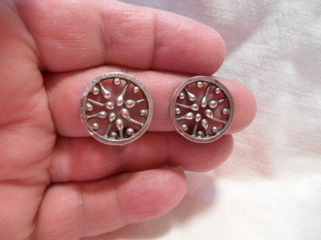 Vintage echt zilveren oorbellen in de stijl van Jorma Laine, Verzenden, Zilver, Oorbellen