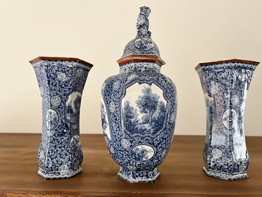 Antiek Villeroy & Boch 'Flamand' Kaststel - 3-delig, Antiek en Kunst, Ophalen of Verzenden