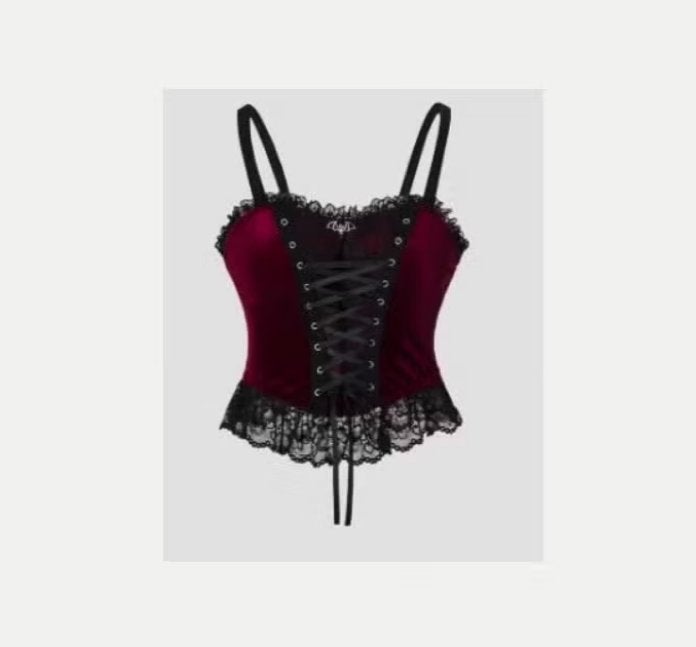 Gothic top Y2K stijl backless donkerrood, Nieuw, Ophalen of Verzenden, Lange mouw, Maat 34 (XS) of kleiner