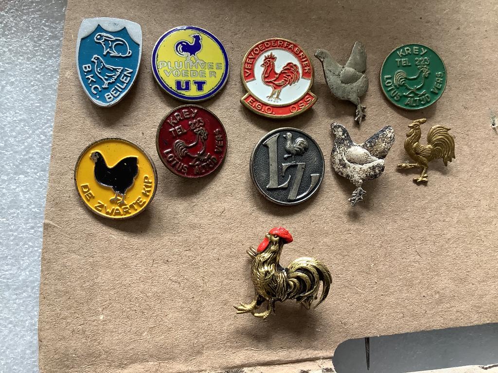 11 speldjes met kip of haan, Ophalen of Verzenden, Gebruikt, Overige onderwerpen