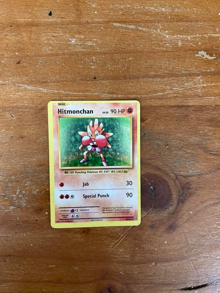 Pokémon kaart Hitmonchan, Ophalen of Verzenden, Zo goed als nieuw, Losse kaart