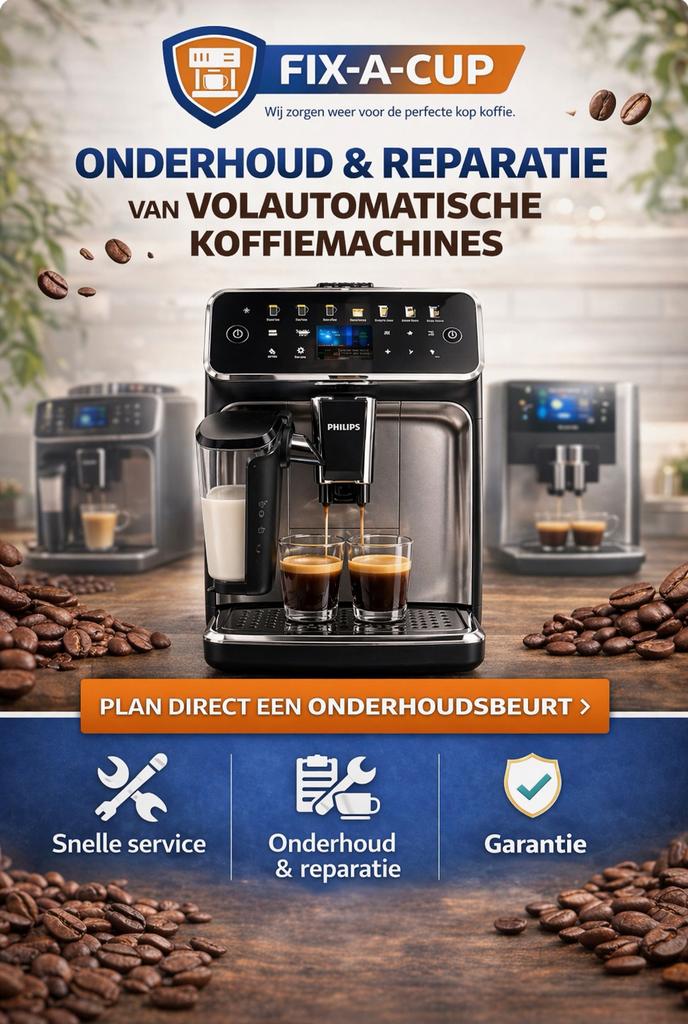 Reparatie alle merken Koffiemachines, Ophalen, Gemalen koffie, 2 tot 4 kopjes, Afneembaar waterreservoir