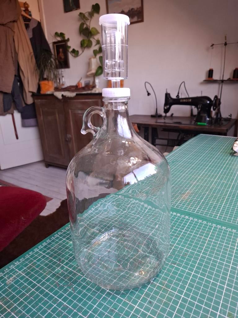 Glazen gistfles met waterslot - 3,5 liter, Huis en Inrichting, Woonaccessoires | Vazen, Ophalen, Wit, Minder dan 50 cm, Glas