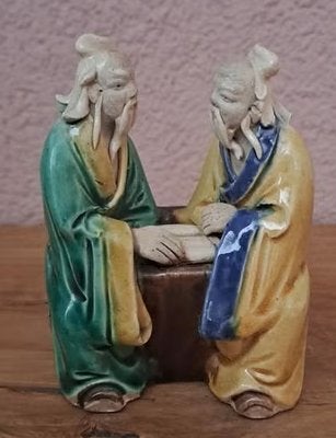 Vintage Aziatische Wijzen Beeldje - Keramiek, Minder dan 20 cm, Ophalen of Verzenden, Steen of Keramiek, Beeld