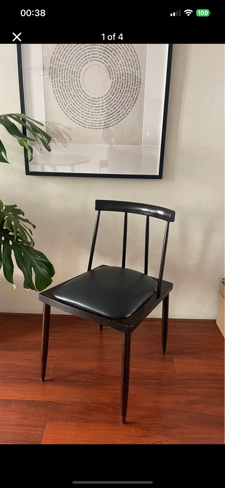 4 Vintage Mid-Century Modern black Chairs / zwart stoelen, Ophalen, Mid century modern, Zwart, Zo goed als nieuw