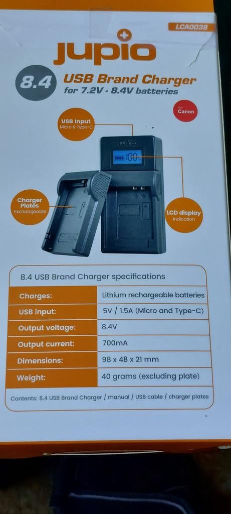 Nieuwe Jupio lader voor 32 Typen CANON Camera accu's., Ophalen, Nieuw