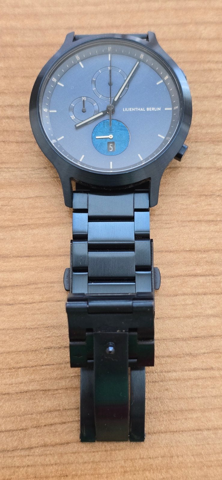Lilienthal Berlin Chronograph Meteorite II - Blauw, Ophalen of Verzenden, Zo goed als nieuw, Staal, Overige merken