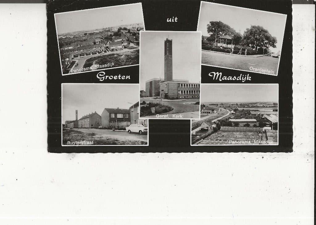 Maasdijk 5-Luik met Gereformeerde kerk 1973, Verzamelen, Ansichtkaarten | Nederland, Ophalen of Verzenden, 1960 tot 1980, Gelopen