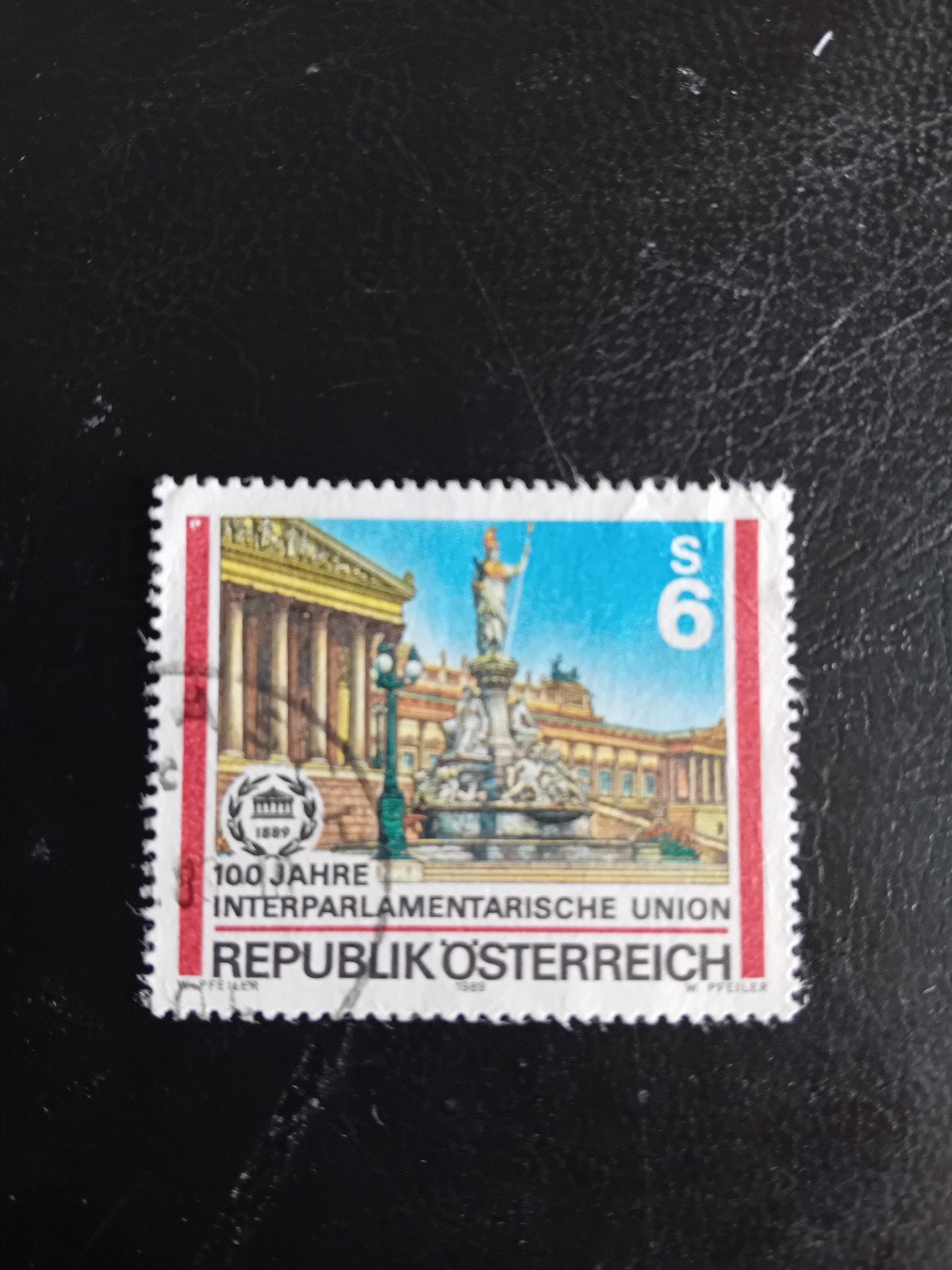 Oostenrijkse postzegel 100 jaar Interparlementaire Unie, Ophalen of Verzenden, Gestempeld