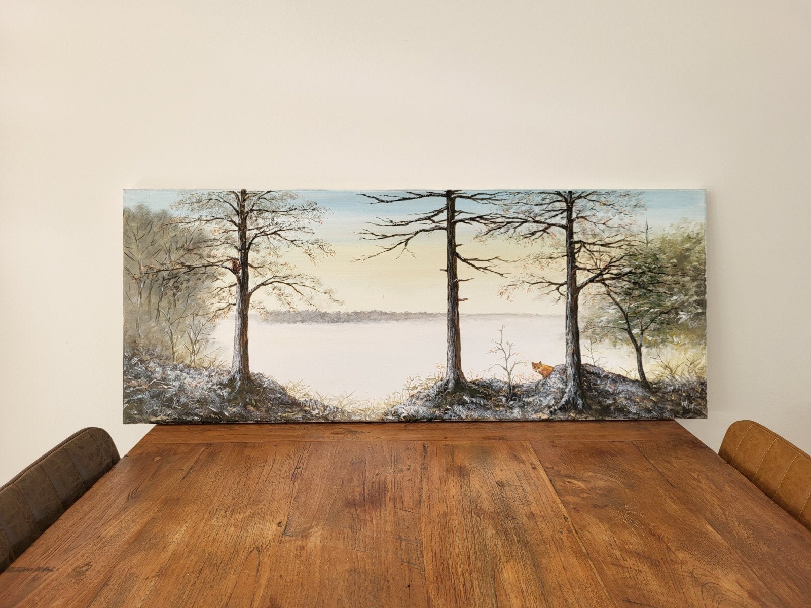 Schilderij natuurlandschap op canvas, Antiek en Kunst, Kunst | Schilderijen | Klassiek, Ophalen, Acrylverf, Doek, Realistisch