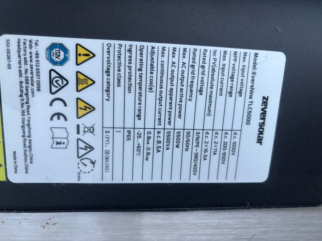 ZeverSolar omvormer TLC5000, Ophalen of Verzenden, Gebruikt, Overige typen, 200 wattpiek of meer