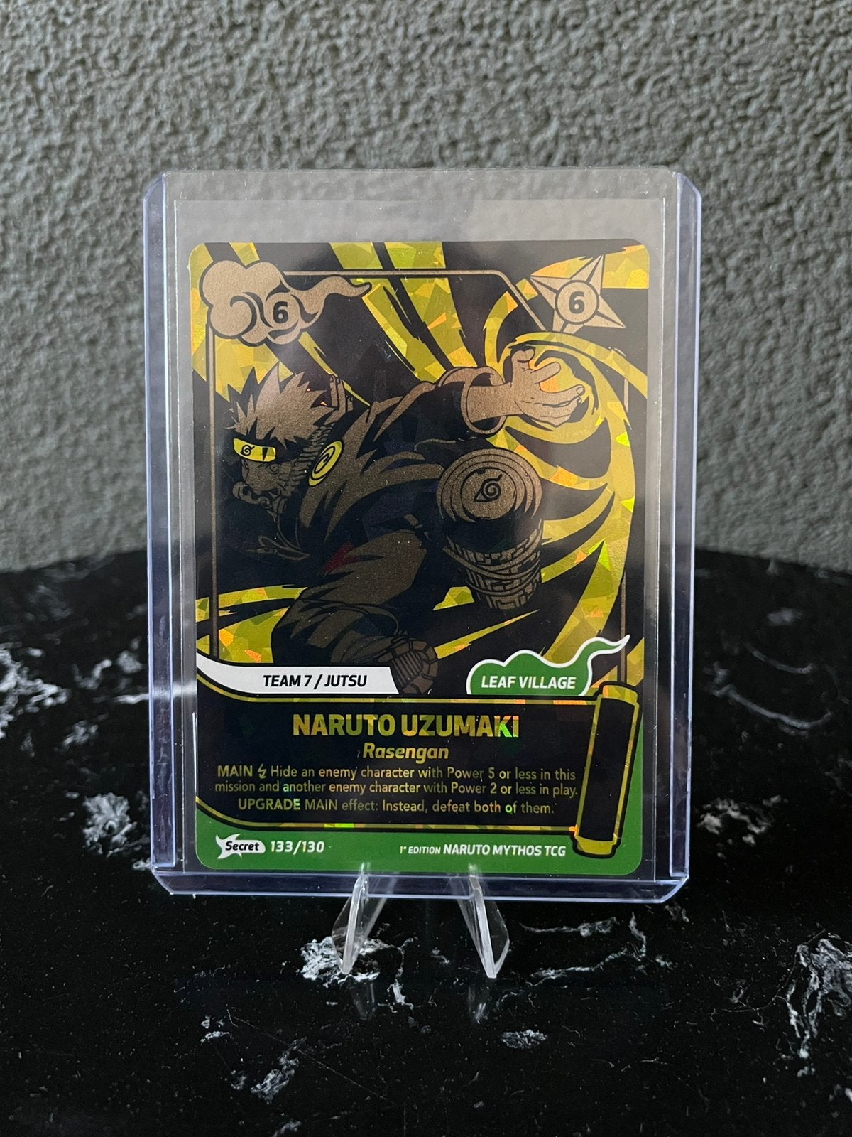 Naruto Uzumaki Secret Gold 133/130–1st Edition Naruto Mythos, Ophalen of Verzenden, Nieuw, Losse kaart, Foil