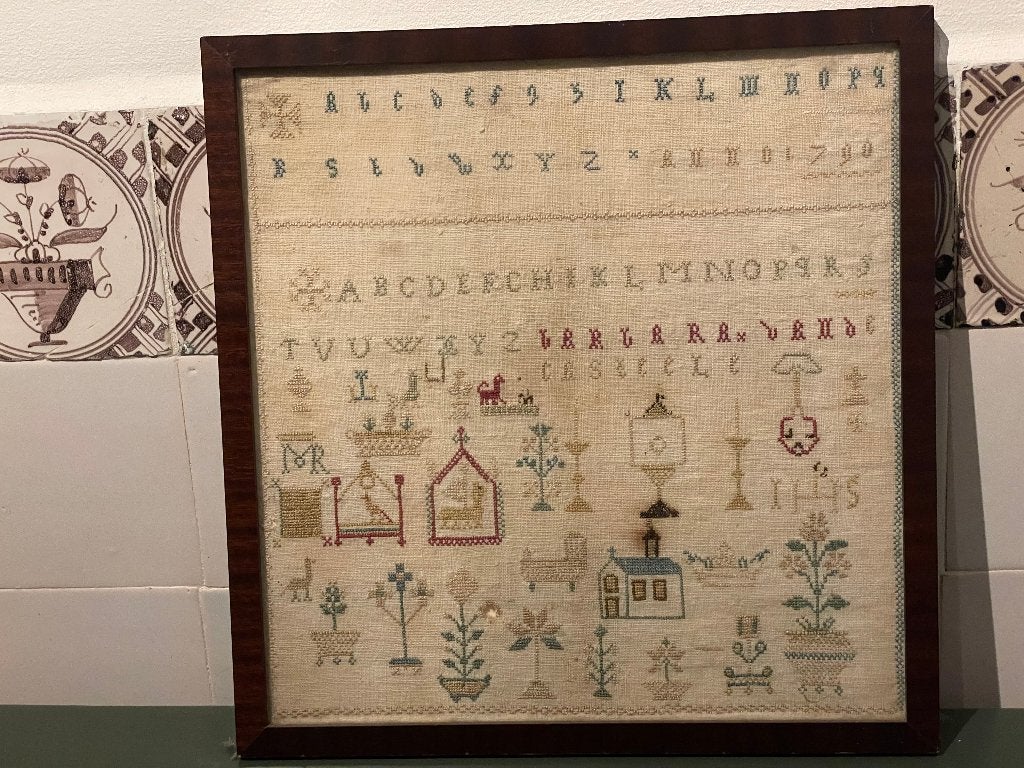 18de eeuw merklap stoplap letterlap volkskunst  vd Casteele, Ophalen of Verzenden