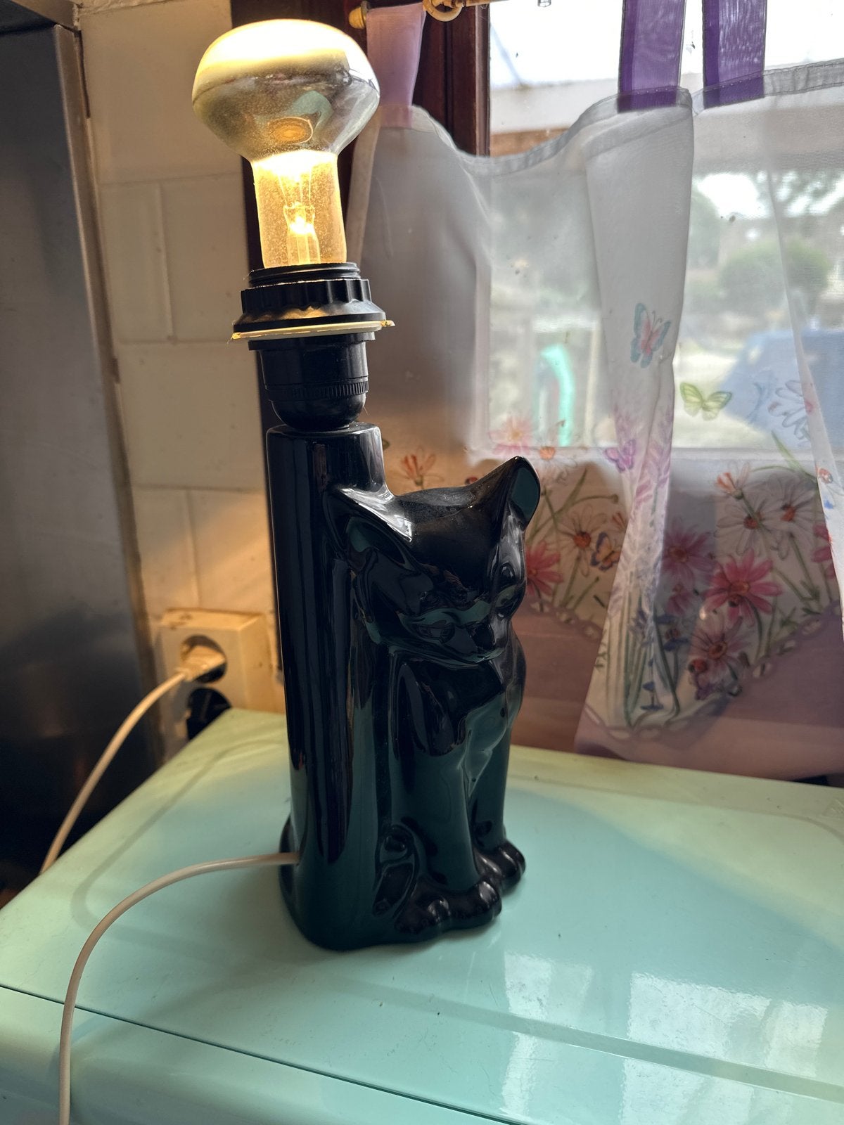 Vintage Zwarte Kat Tafellamp - Uniek Design, Ophalen