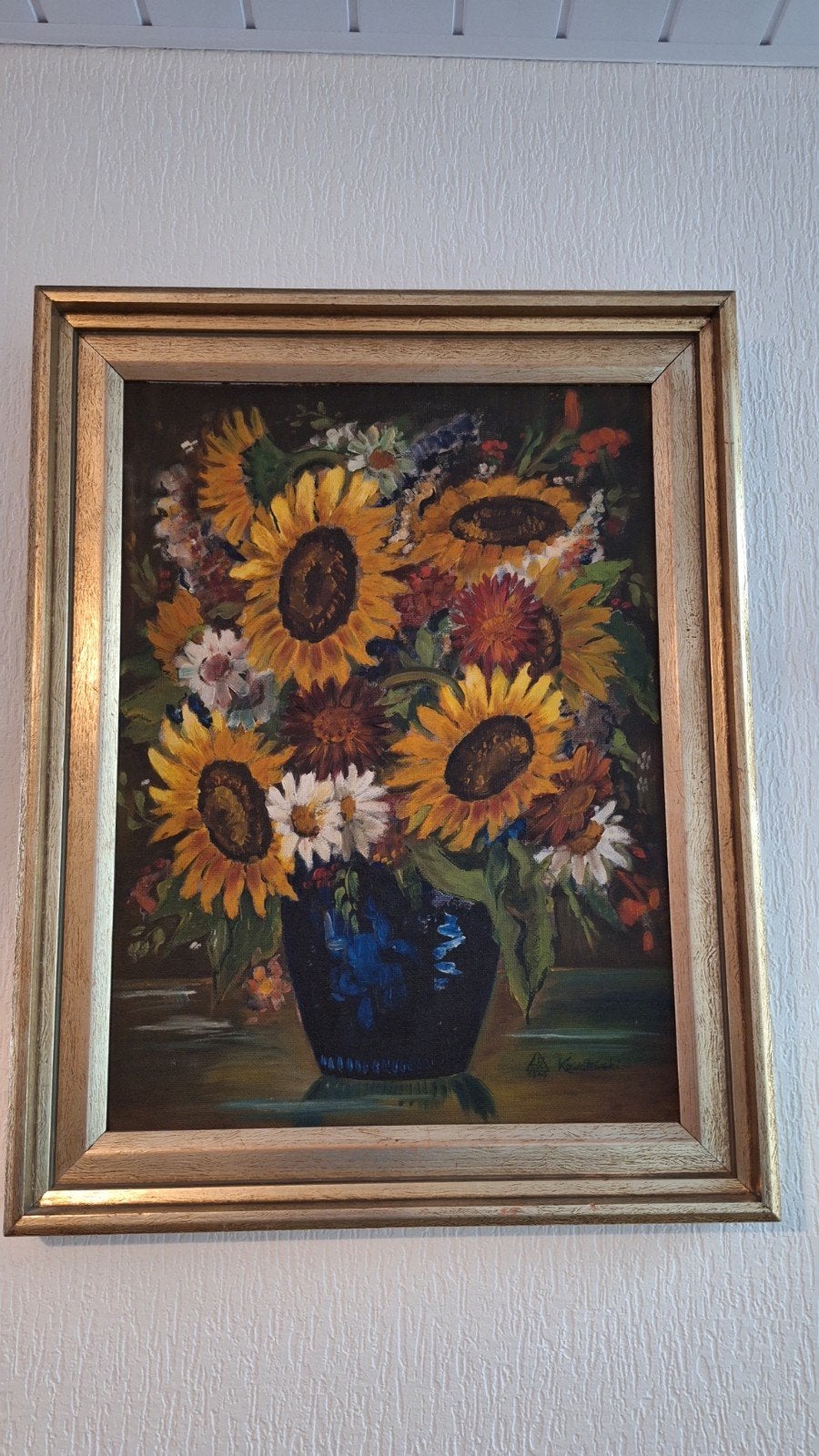 Schilderij Zonnebloemen in Vaas, Ophalen